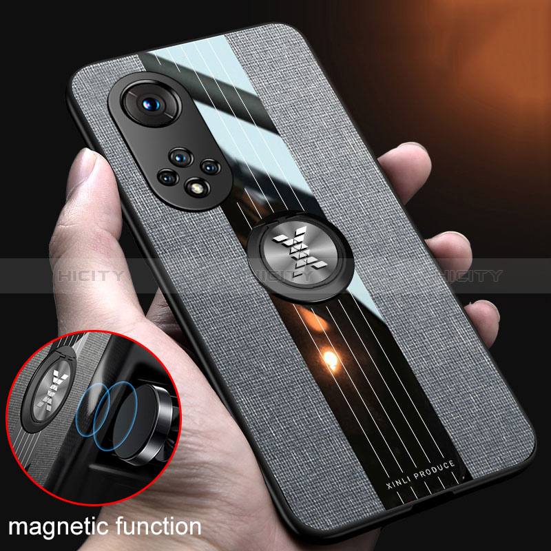 Coque Ultra Fine Silicone Souple Housse Etui avec Support Bague Anneau Aimante Magnetique X01L pour Huawei Honor 50 Pro 5G Plus