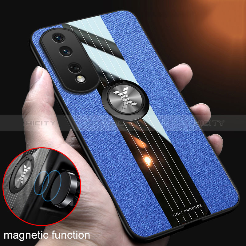 Coque Ultra Fine Silicone Souple Housse Etui avec Support Bague Anneau Aimante Magnetique X01L pour Huawei Honor 80 Pro 5G Plus