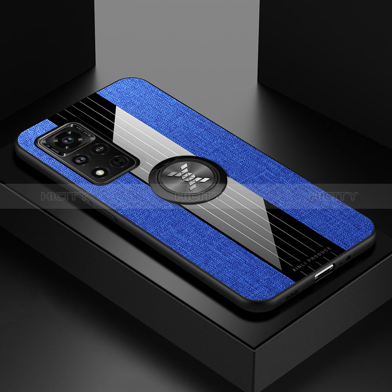 Coque Ultra Fine Silicone Souple Housse Etui avec Support Bague Anneau Aimante Magnetique X01L pour Huawei Honor V40 5G Bleu Plus