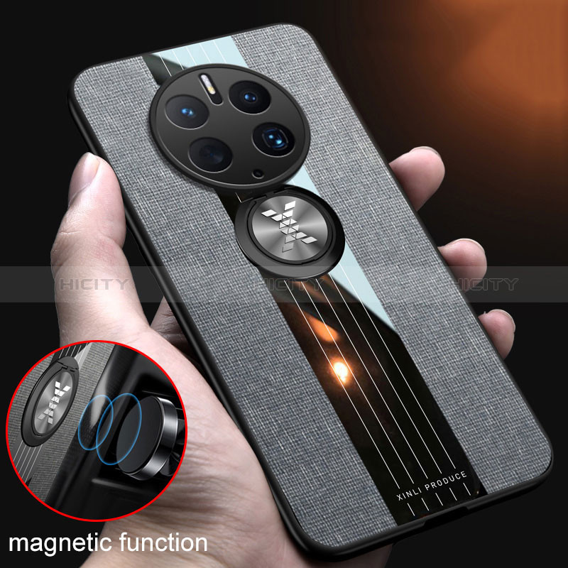 Coque Ultra Fine Silicone Souple Housse Etui avec Support Bague Anneau Aimante Magnetique X01L pour Huawei Mate 50 Pro Plus