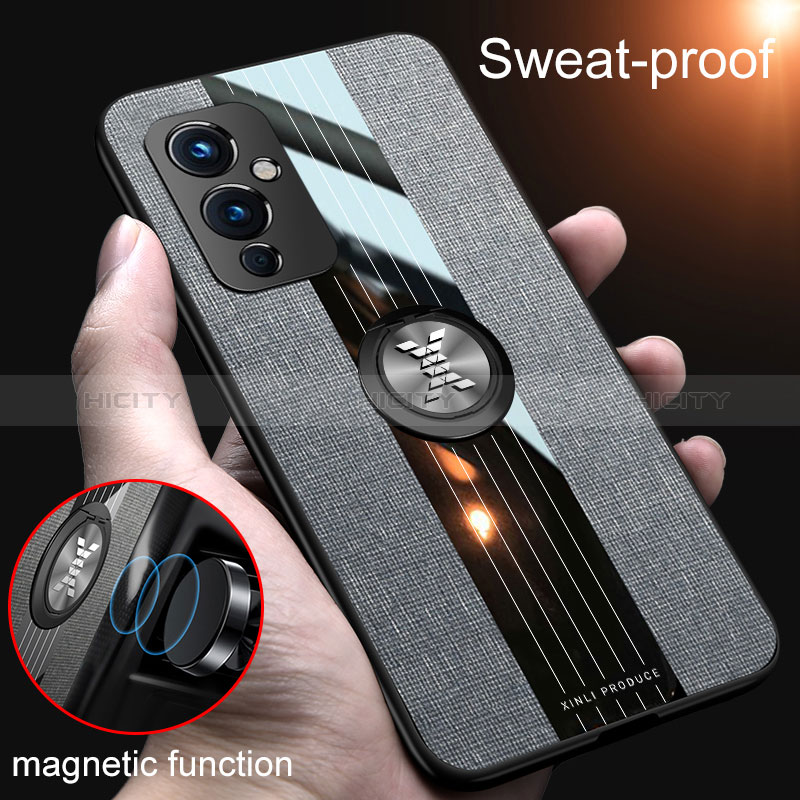 Coque Ultra Fine Silicone Souple Housse Etui avec Support Bague Anneau Aimante Magnetique X01L pour OnePlus 9 5G Plus