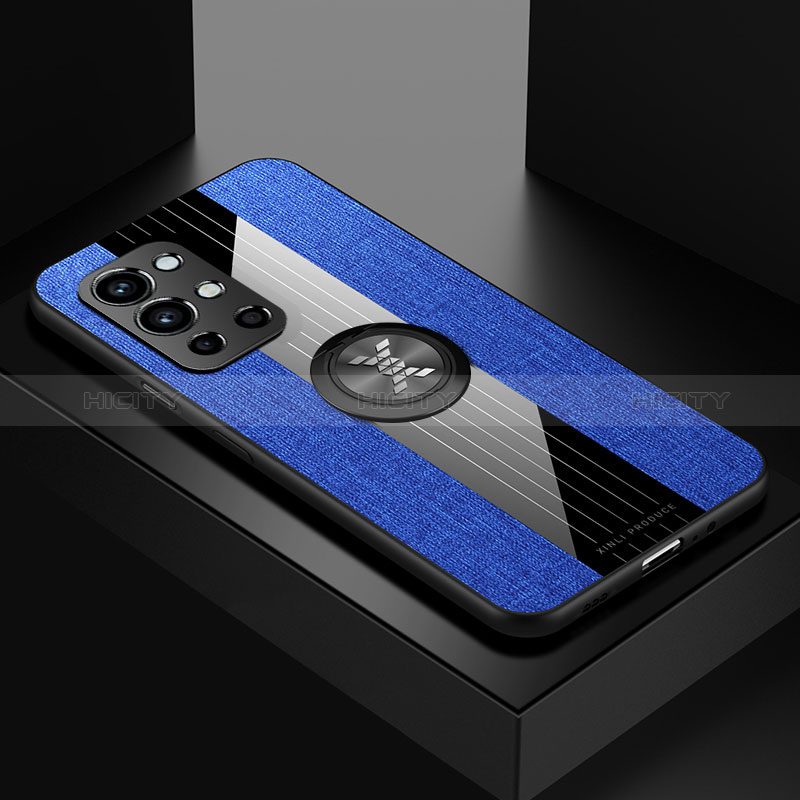 Coque Ultra Fine Silicone Souple Housse Etui avec Support Bague Anneau Aimante Magnetique X01L pour OnePlus 9R 5G Bleu Plus