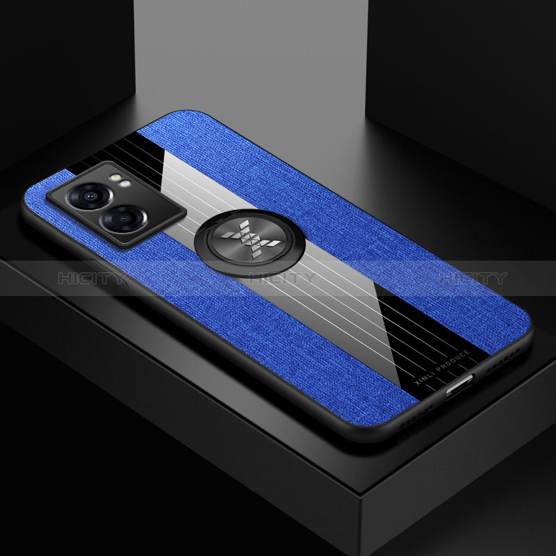 Coque Ultra Fine Silicone Souple Housse Etui avec Support Bague Anneau Aimante Magnetique X01L pour Oppo A77 5G Bleu Plus