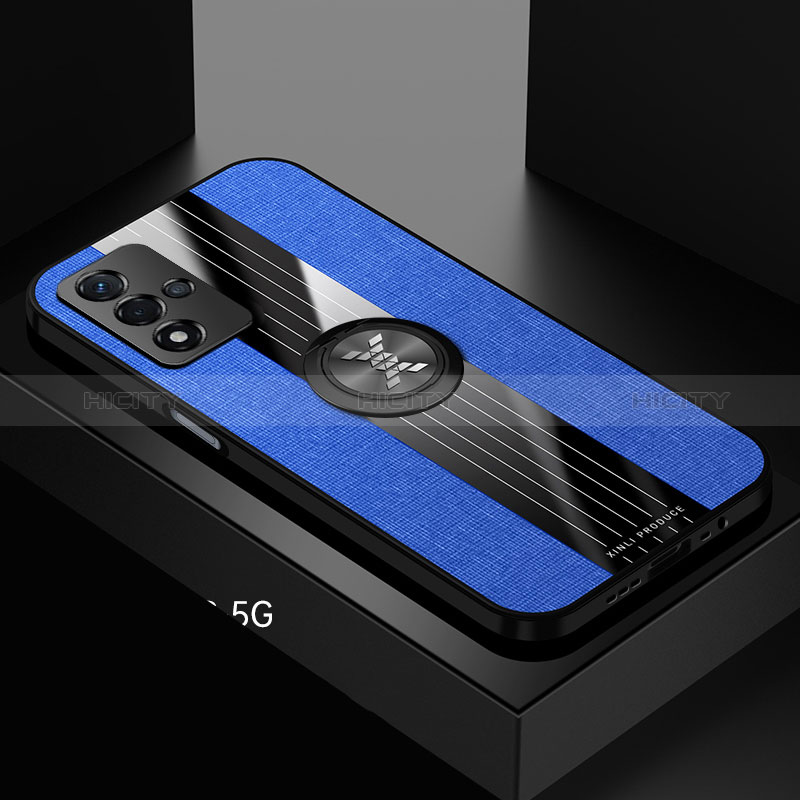 Coque Ultra Fine Silicone Souple Housse Etui avec Support Bague Anneau Aimante Magnetique X01L pour Oppo A93s 5G Bleu Plus