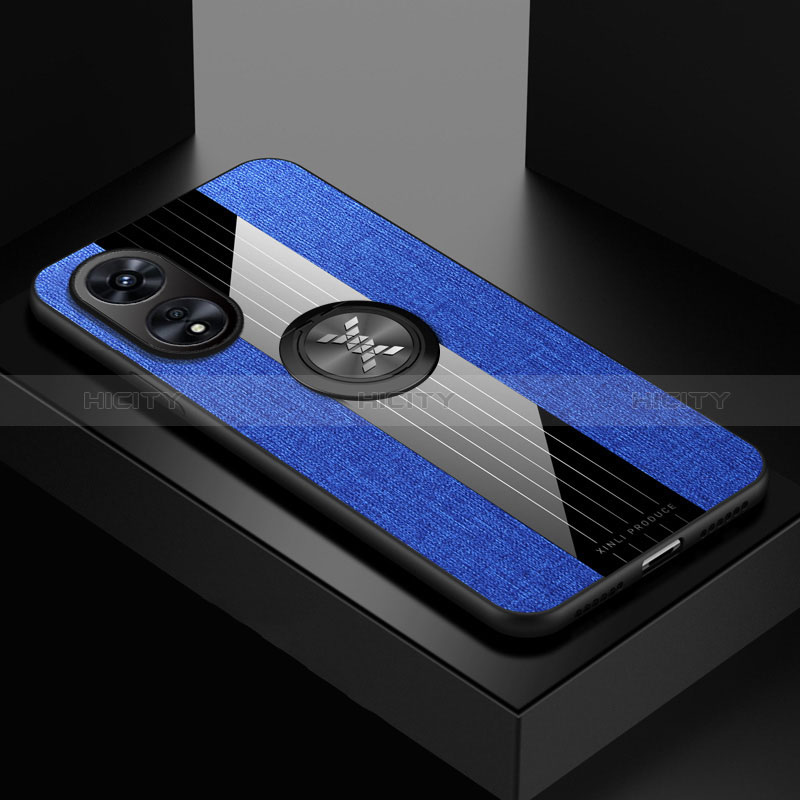 Coque Ultra Fine Silicone Souple Housse Etui avec Support Bague Anneau Aimante Magnetique X01L pour Oppo A97 5G Bleu Plus