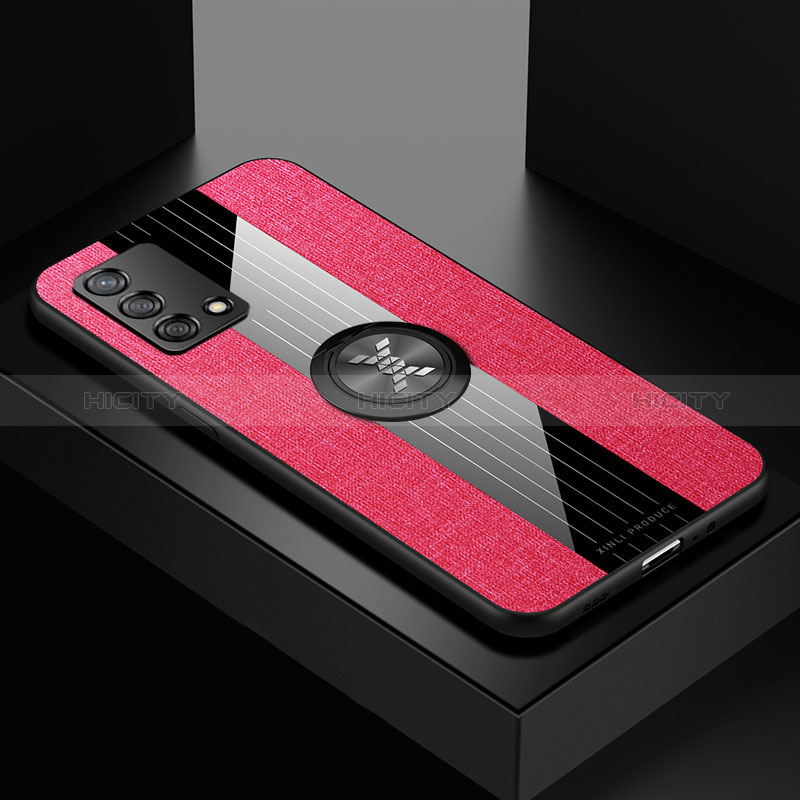 Coque Ultra Fine Silicone Souple Housse Etui avec Support Bague Anneau Aimante Magnetique X01L pour Oppo F19s Rouge Plus