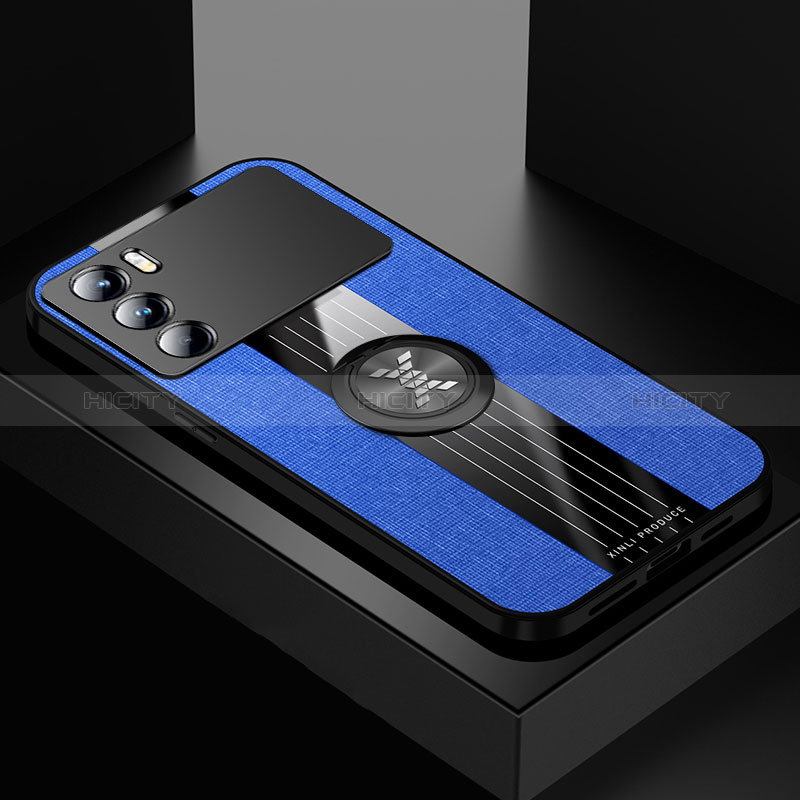 Coque Ultra Fine Silicone Souple Housse Etui avec Support Bague Anneau Aimante Magnetique X01L pour Oppo K9 Pro 5G Bleu Plus