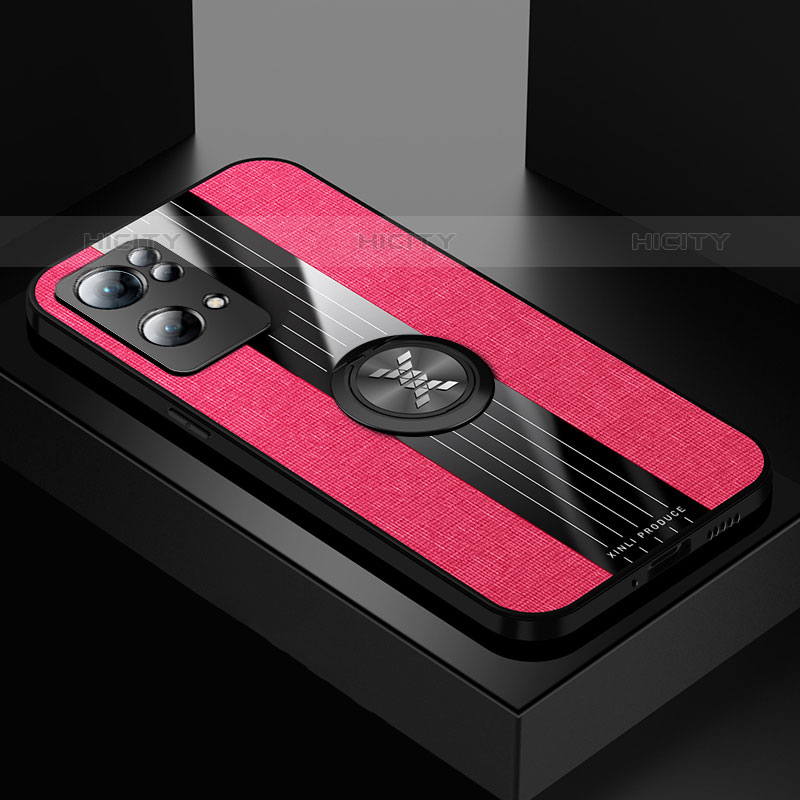 Coque Ultra Fine Silicone Souple Housse Etui avec Support Bague Anneau Aimante Magnetique X01L pour Oppo Reno7 Pro 5G Rouge Plus