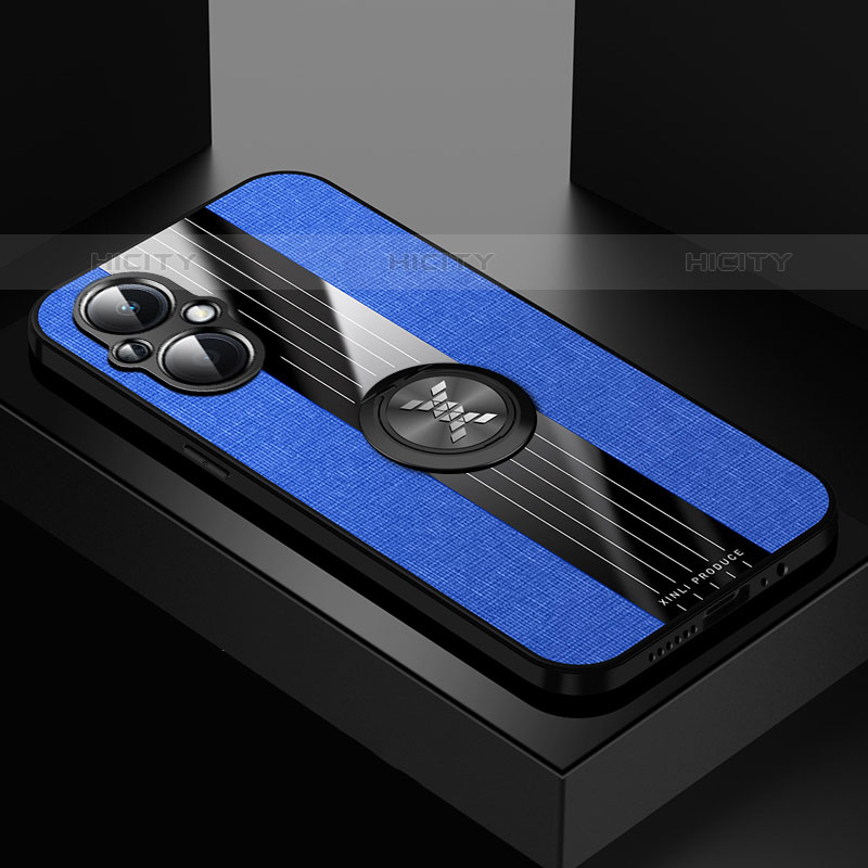 Coque Ultra Fine Silicone Souple Housse Etui avec Support Bague Anneau Aimante Magnetique X01L pour Oppo Reno8 Z 5G Bleu Plus