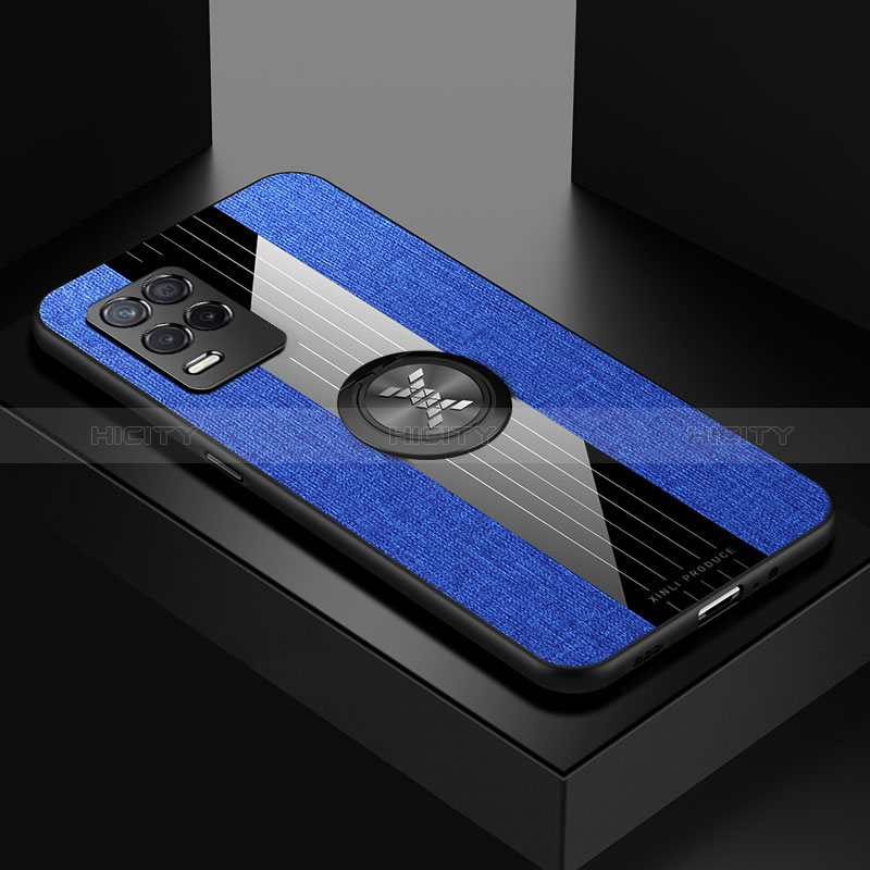 Coque Ultra Fine Silicone Souple Housse Etui avec Support Bague Anneau Aimante Magnetique X01L pour Realme 8 5G Bleu Plus