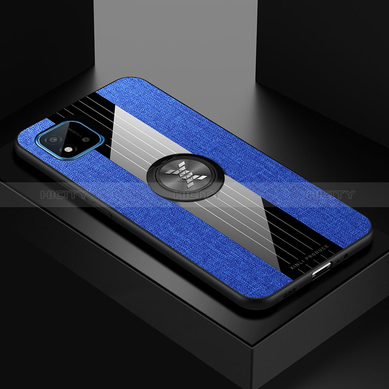 Coque Ultra Fine Silicone Souple Housse Etui avec Support Bague Anneau Aimante Magnetique X01L pour Realme C20 Bleu Plus