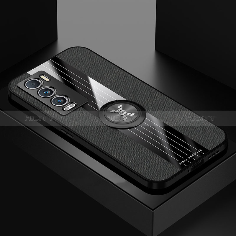 Coque Ultra Fine Silicone Souple Housse Etui avec Support Bague Anneau Aimante Magnetique X01L pour Realme GT Master Explorer 5G Noir Plus