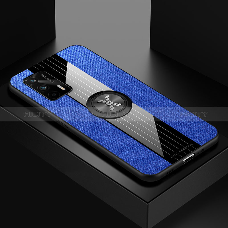 Coque Ultra Fine Silicone Souple Housse Etui avec Support Bague Anneau Aimante Magnetique X01L pour Realme GT Neo 2T 5G Bleu Plus