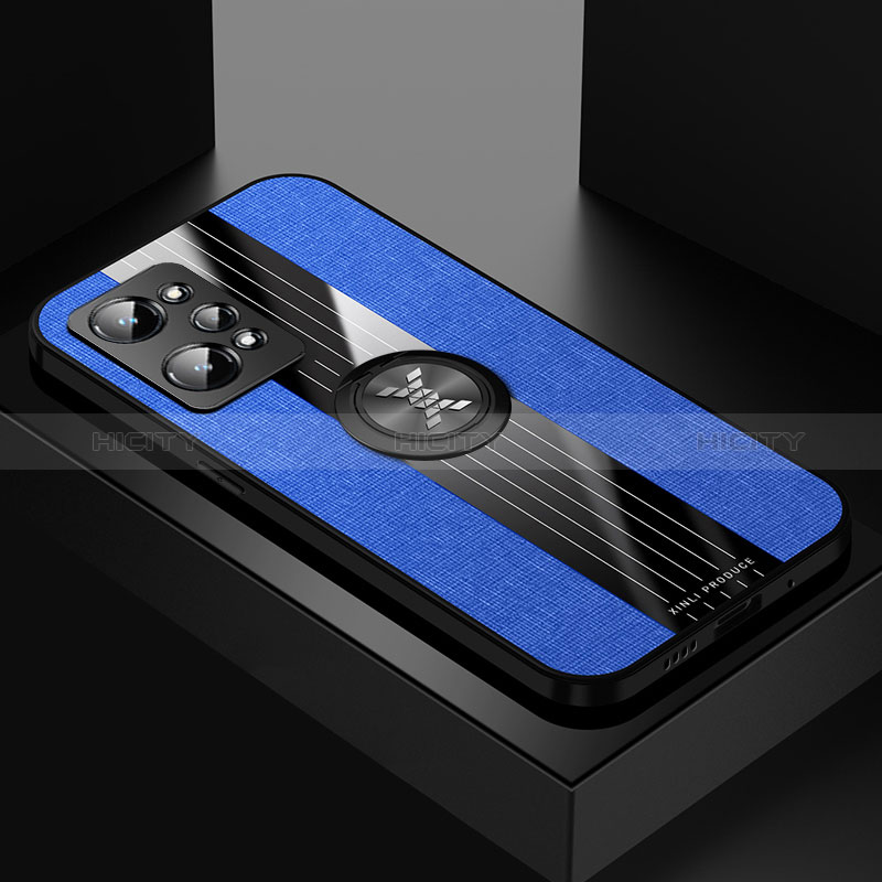 Coque Ultra Fine Silicone Souple Housse Etui avec Support Bague Anneau Aimante Magnetique X01L pour Realme GT Neo2 5G Bleu Plus