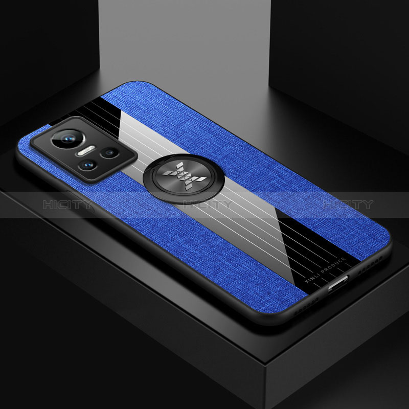 Coque Ultra Fine Silicone Souple Housse Etui avec Support Bague Anneau Aimante Magnetique X01L pour Realme GT Neo3 5G Bleu Plus