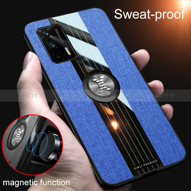 Coque Ultra Fine Silicone Souple Housse Etui avec Support Bague Anneau Aimante Magnetique X01L pour Realme Q3 Pro 5G Plus