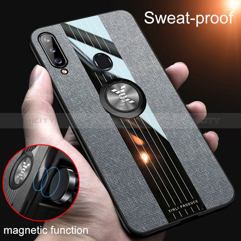 Coque Ultra Fine Silicone Souple Housse Etui avec Support Bague Anneau Aimante Magnetique X01L pour Samsung Galaxy A20s Plus