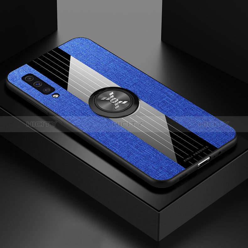 Coque Ultra Fine Silicone Souple Housse Etui avec Support Bague Anneau Aimante Magnetique X01L pour Samsung Galaxy A30S Bleu Plus