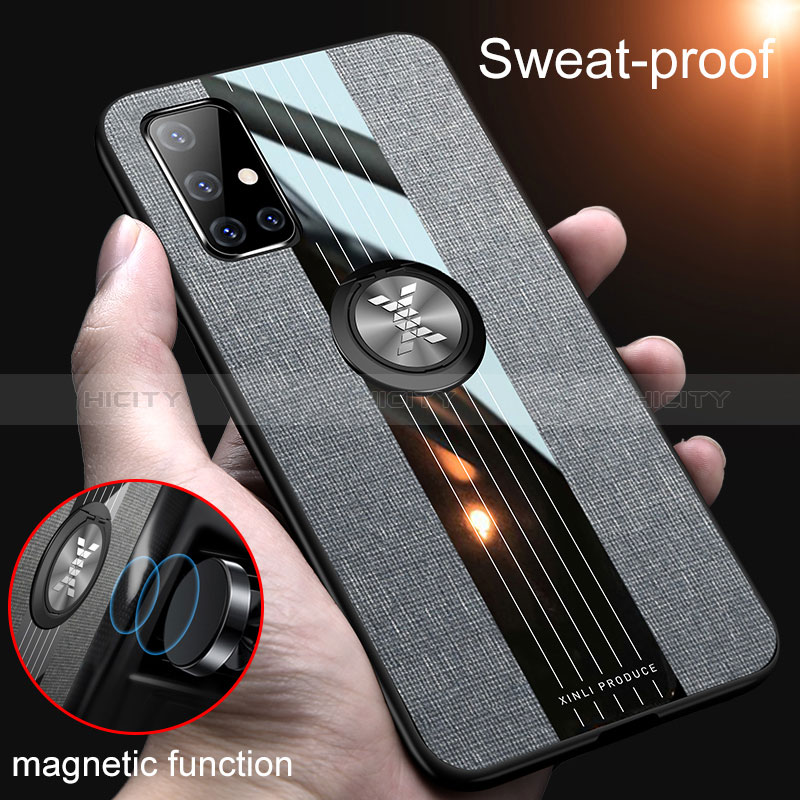 Coque Ultra Fine Silicone Souple Housse Etui avec Support Bague Anneau Aimante Magnetique X01L pour Samsung Galaxy A71 4G A715 Plus