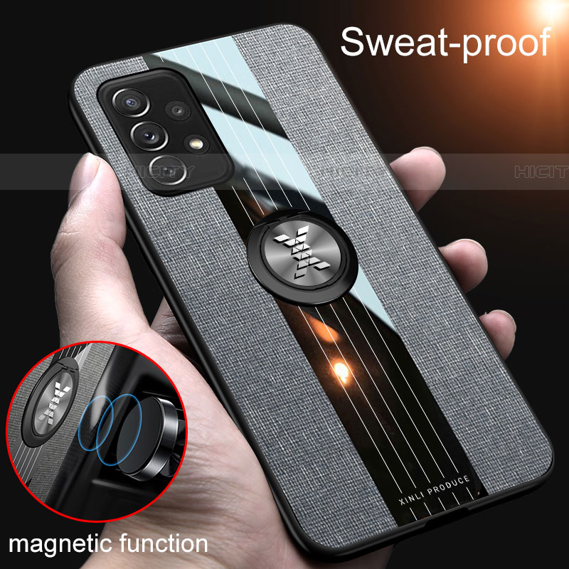 Coque Ultra Fine Silicone Souple Housse Etui avec Support Bague Anneau Aimante Magnetique X01L pour Samsung Galaxy A72 5G Plus