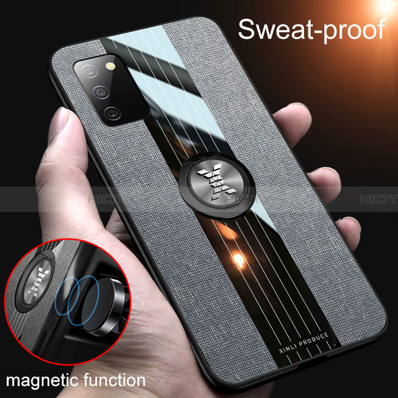 Coque Ultra Fine Silicone Souple Housse Etui avec Support Bague Anneau Aimante Magnetique X01L pour Samsung Galaxy F02S SM-E025F Plus