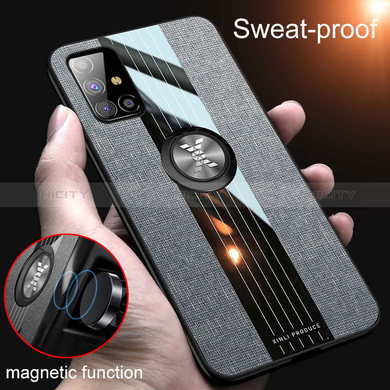 Coque Ultra Fine Silicone Souple Housse Etui avec Support Bague Anneau Aimante Magnetique X01L pour Samsung Galaxy M31s Plus