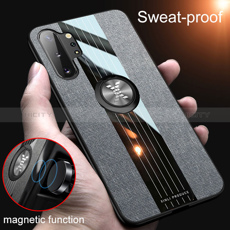 Coque Ultra Fine Silicone Souple Housse Etui avec Support Bague Anneau Aimante Magnetique X01L pour Samsung Galaxy Note 10 Plus 5G Plus