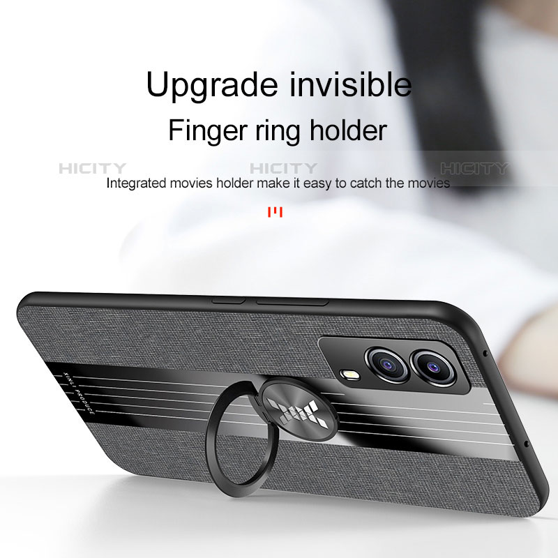 Coque Ultra Fine Silicone Souple Housse Etui avec Support Bague Anneau Aimante Magnetique X01L pour Vivo iQOO Z5x 5G Plus