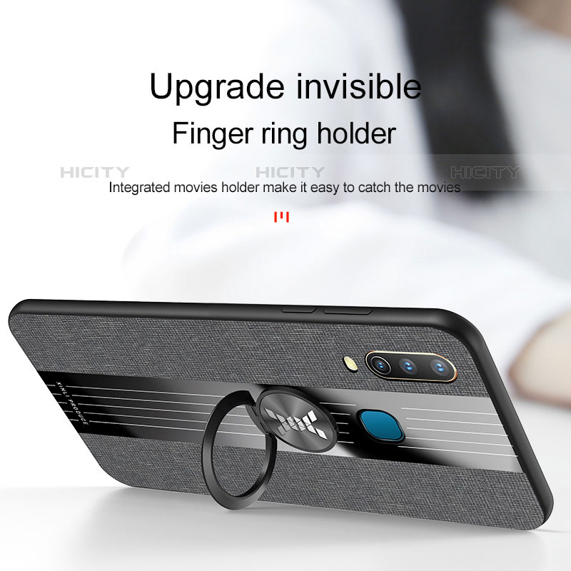 Coque Ultra Fine Silicone Souple Housse Etui avec Support Bague Anneau Aimante Magnetique X01L pour Vivo Y11 Plus