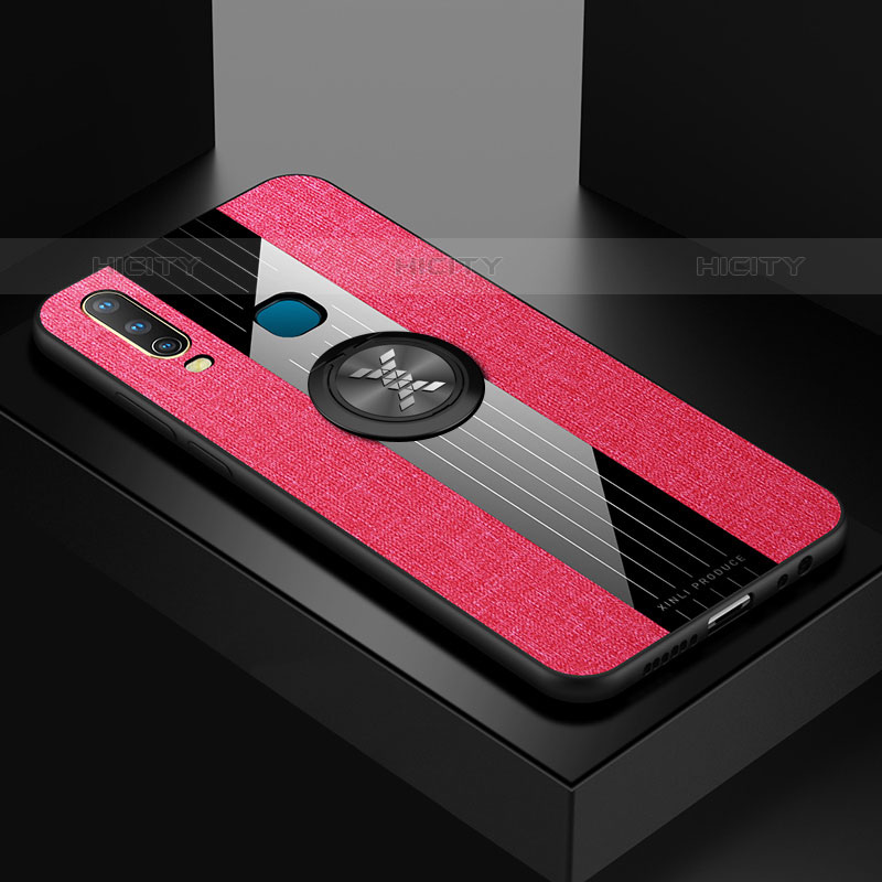 Coque Ultra Fine Silicone Souple Housse Etui avec Support Bague Anneau Aimante Magnetique X01L pour Vivo Y12 Rouge Plus