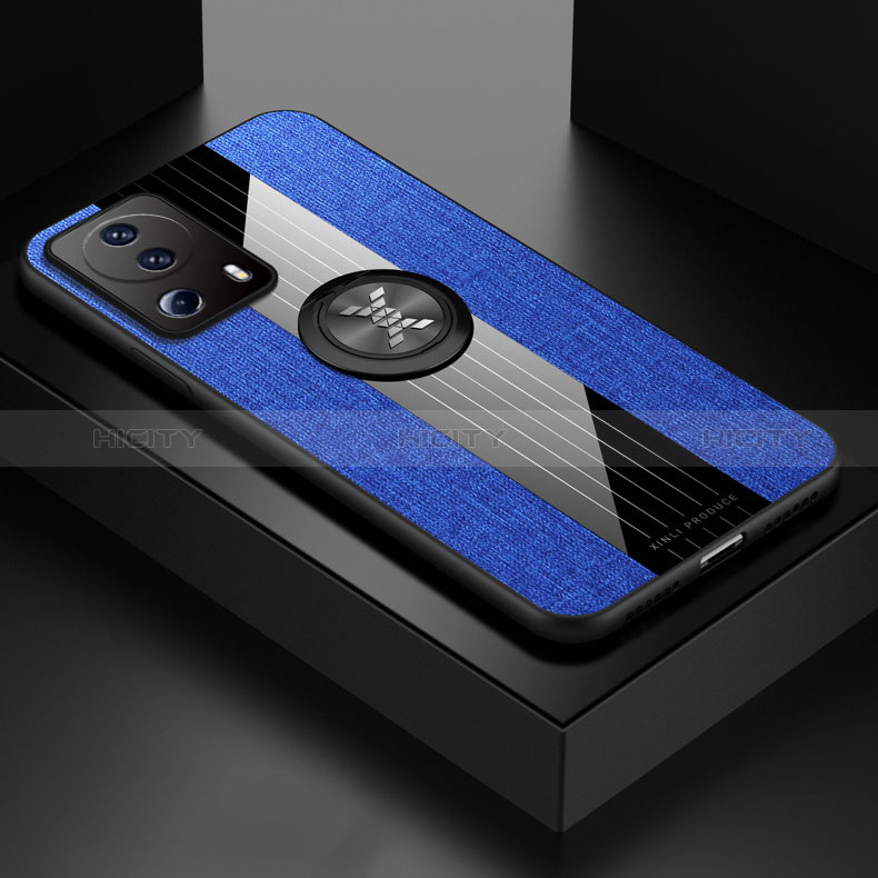 Coque Ultra Fine Silicone Souple Housse Etui avec Support Bague Anneau Aimante Magnetique X01L pour Xiaomi Civi 2 5G Bleu Plus