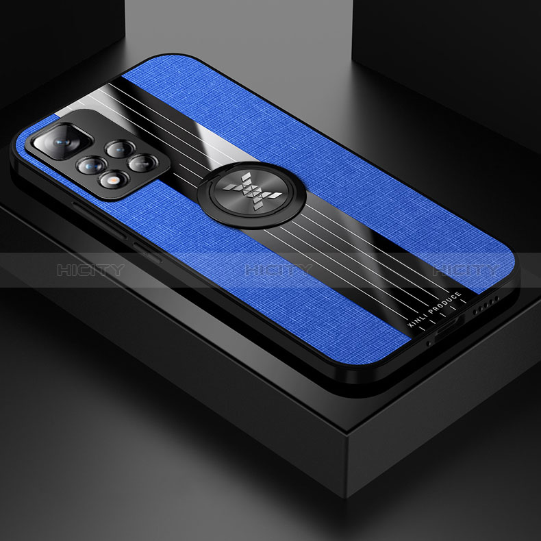 Coque Ultra Fine Silicone Souple Housse Etui avec Support Bague Anneau Aimante Magnetique X01L pour Xiaomi Mi 11i 5G (2022) Bleu Plus