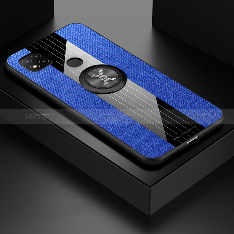 Coque Ultra Fine Silicone Souple Housse Etui avec Support Bague Anneau Aimante Magnetique X01L pour Xiaomi POCO C31 Bleu Plus