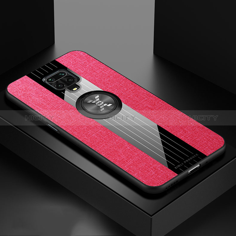 Coque Ultra Fine Silicone Souple Housse Etui avec Support Bague Anneau Aimante Magnetique X01L pour Xiaomi Poco M2 Pro Rouge Plus