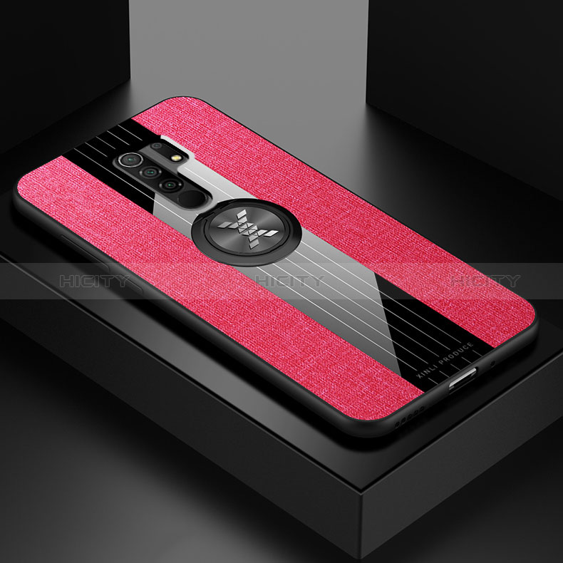 Coque Ultra Fine Silicone Souple Housse Etui avec Support Bague Anneau Aimante Magnetique X01L pour Xiaomi Poco M2 Rouge Plus