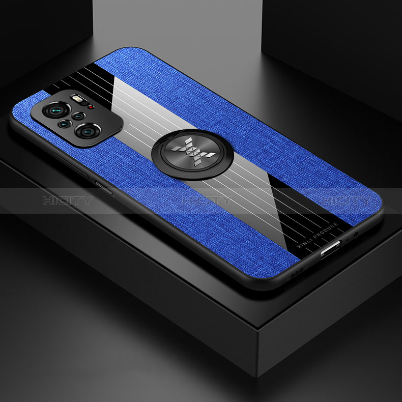 Coque Ultra Fine Silicone Souple Housse Etui avec Support Bague Anneau Aimante Magnetique X01L pour Xiaomi Poco M5S Bleu Plus