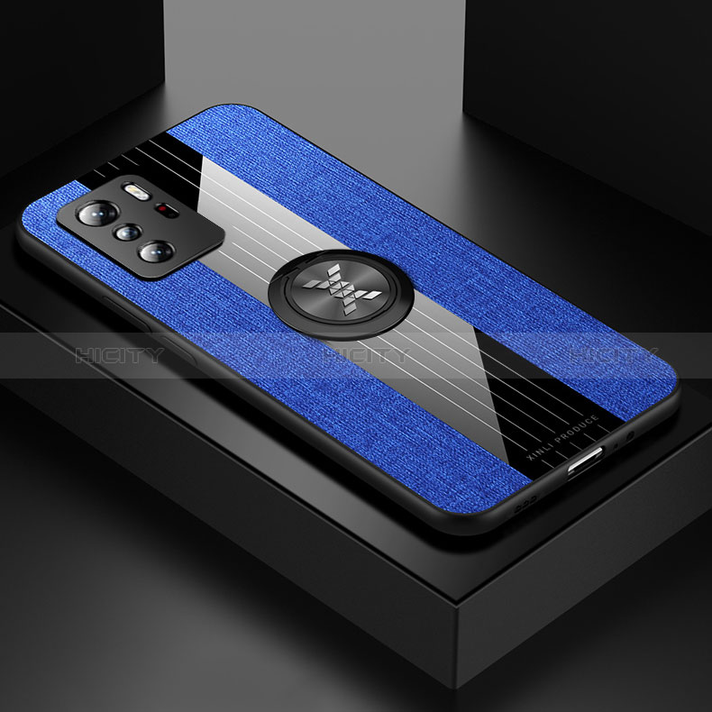 Coque Ultra Fine Silicone Souple Housse Etui avec Support Bague Anneau Aimante Magnetique X01L pour Xiaomi Poco X3 GT 5G Bleu Plus