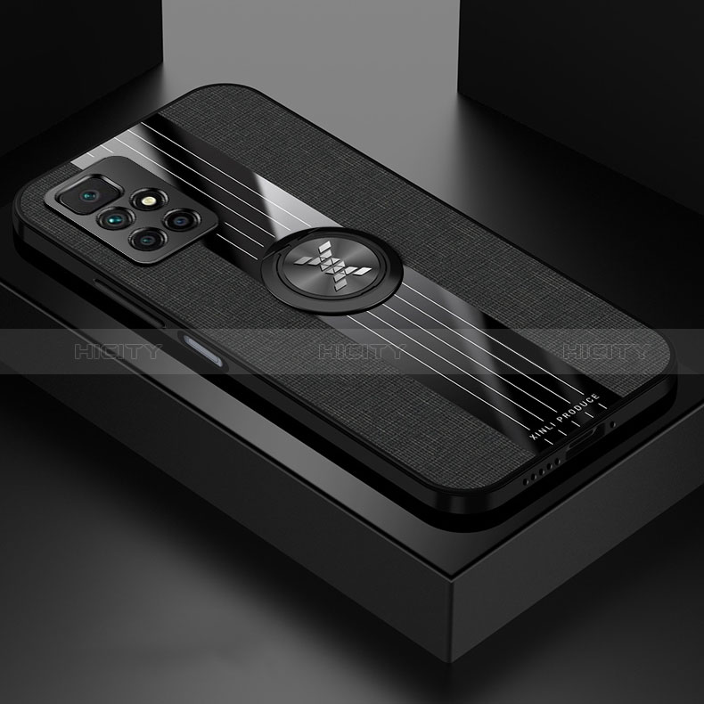 Coque Ultra Fine Silicone Souple Housse Etui avec Support Bague Anneau Aimante Magnetique X01L pour Xiaomi Redmi 10 4G Noir Plus
