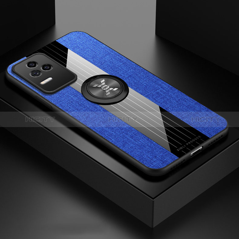 Coque Ultra Fine Silicone Souple Housse Etui avec Support Bague Anneau Aimante Magnetique X01L pour Xiaomi Redmi K50 Pro 5G Bleu Plus