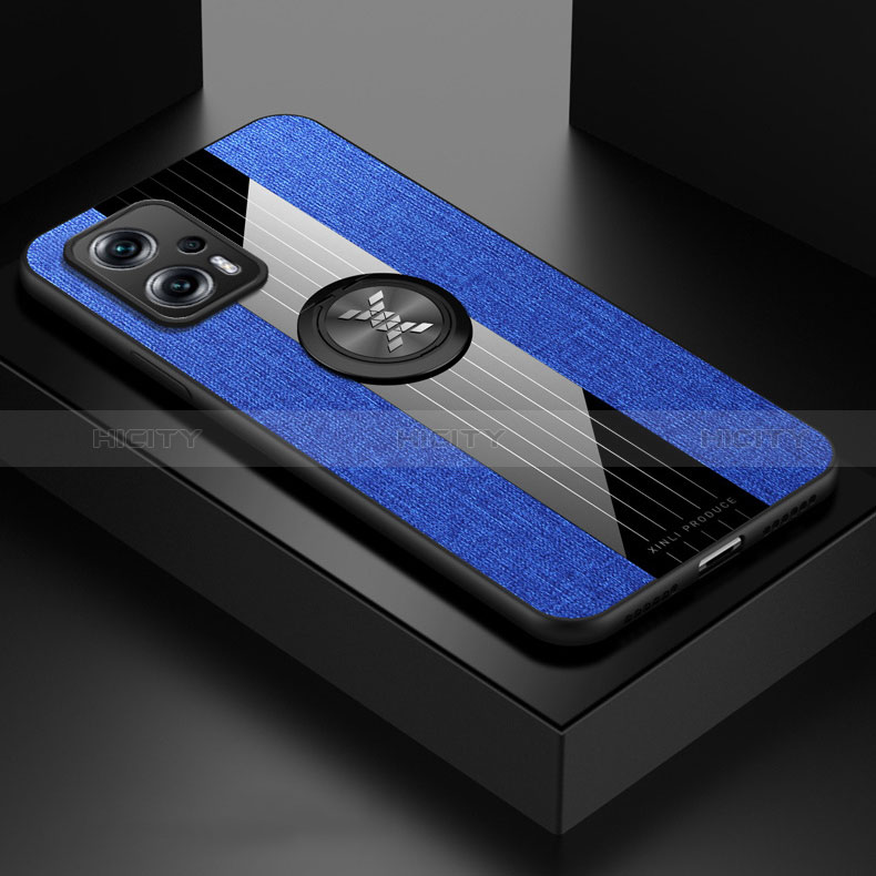 Coque Ultra Fine Silicone Souple Housse Etui avec Support Bague Anneau Aimante Magnetique X01L pour Xiaomi Redmi Note 12T Pro 5G Bleu Plus