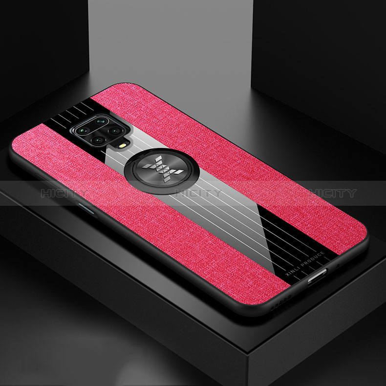 Coque Ultra Fine Silicone Souple Housse Etui avec Support Bague Anneau Aimante Magnetique X01L pour Xiaomi Redmi Note 9 Pro Max Rouge Plus