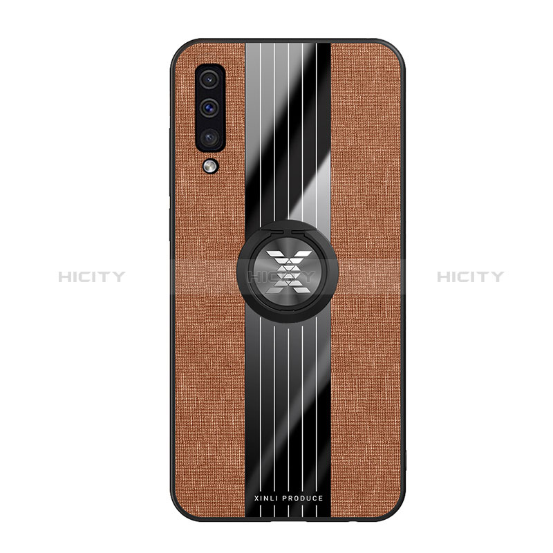 Coque Ultra Fine Silicone Souple Housse Etui avec Support Bague Anneau Aimante Magnetique X02L pour Samsung Galaxy A50 Marron Plus