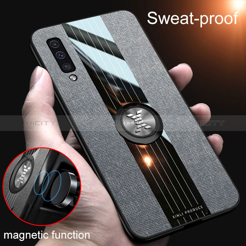 Coque Ultra Fine Silicone Souple Housse Etui avec Support Bague Anneau Aimante Magnetique X02L pour Samsung Galaxy A50 Plus