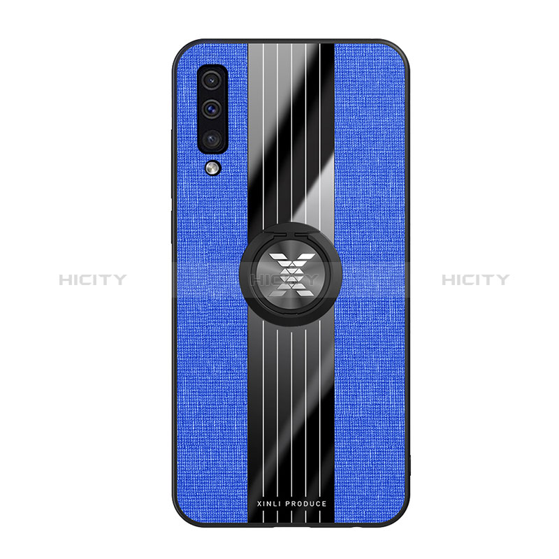 Coque Ultra Fine Silicone Souple Housse Etui avec Support Bague Anneau Aimante Magnetique X02L pour Samsung Galaxy A50S Bleu Plus