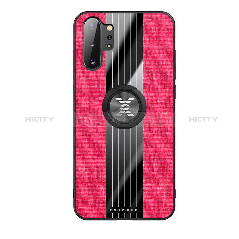 Coque Ultra Fine Silicone Souple Housse Etui avec Support Bague Anneau Aimante Magnetique X02L pour Samsung Galaxy Note 10 Plus 5G Rouge Plus