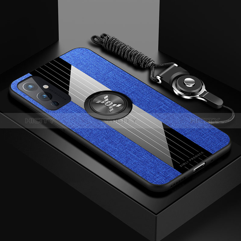 Coque Ultra Fine Silicone Souple Housse Etui avec Support Bague Anneau Aimante Magnetique X03L pour OnePlus 9 5G Bleu Plus