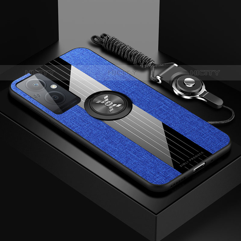 Coque Ultra Fine Silicone Souple Housse Etui avec Support Bague Anneau Aimante Magnetique X03L pour OnePlus Nord N20 5G Bleu Plus