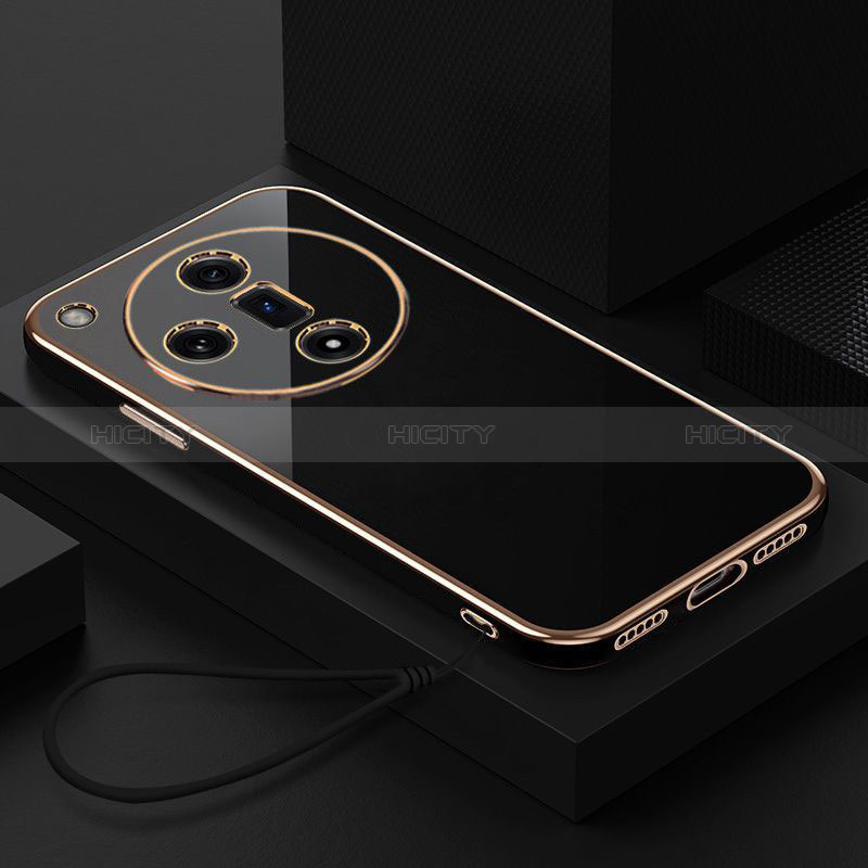 Coque Ultra Fine Silicone Souple Housse Etui avec Support Bague Anneau Aimante Magnetique X03L pour Oppo Find X7 Ultra 5G Noir Plus