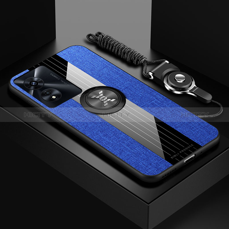 Coque Ultra Fine Silicone Souple Housse Etui avec Support Bague Anneau Aimante Magnetique X03L pour Oppo Reno8 T 5G Bleu Plus