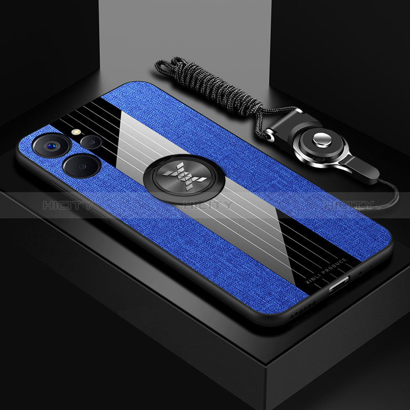 Coque Ultra Fine Silicone Souple Housse Etui avec Support Bague Anneau Aimante Magnetique X03L pour Realme 10 5G Bleu Plus